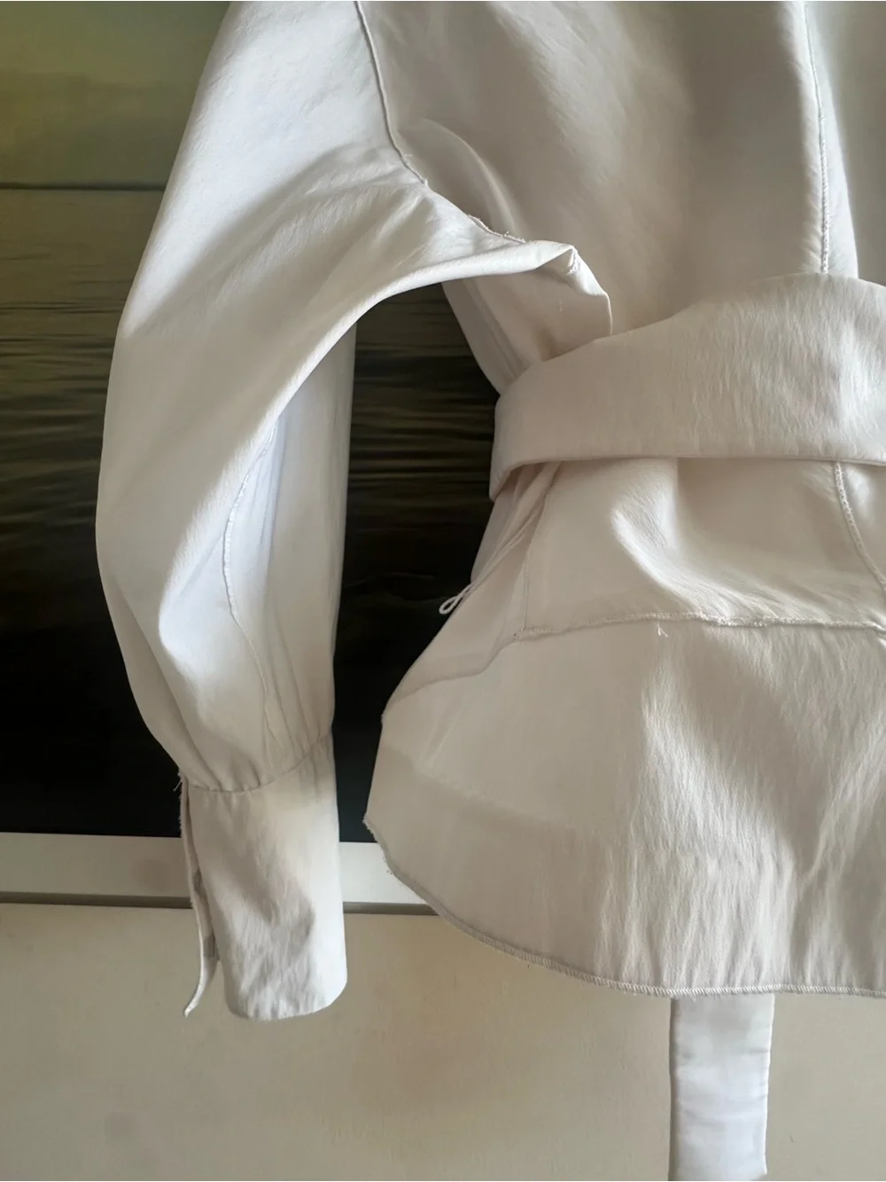 Couture White Jacket blouse with Oversized Collar avant garde